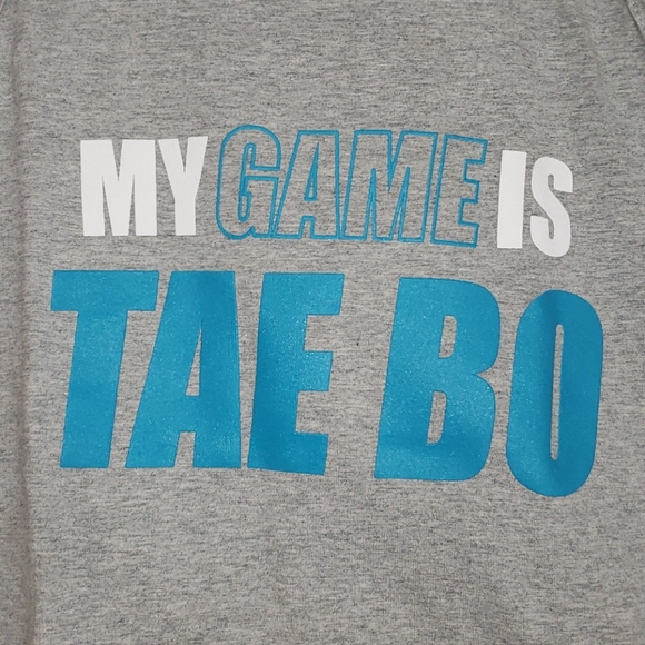 Tae Bo “MY GAME IS TAEBO” Grey Cut-Off Hoodie - Picture 2 of 4